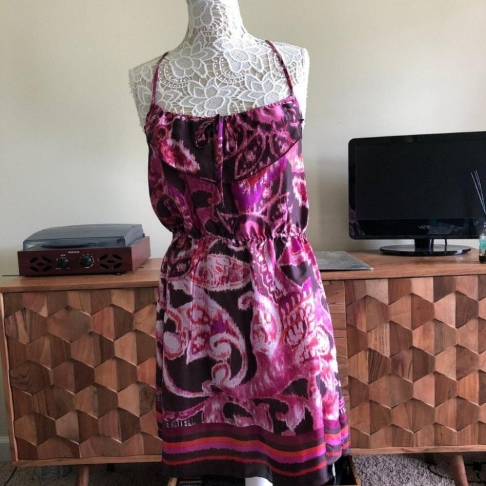 Xhilaration spaghetti strap printed dress. Crochet back detail medium